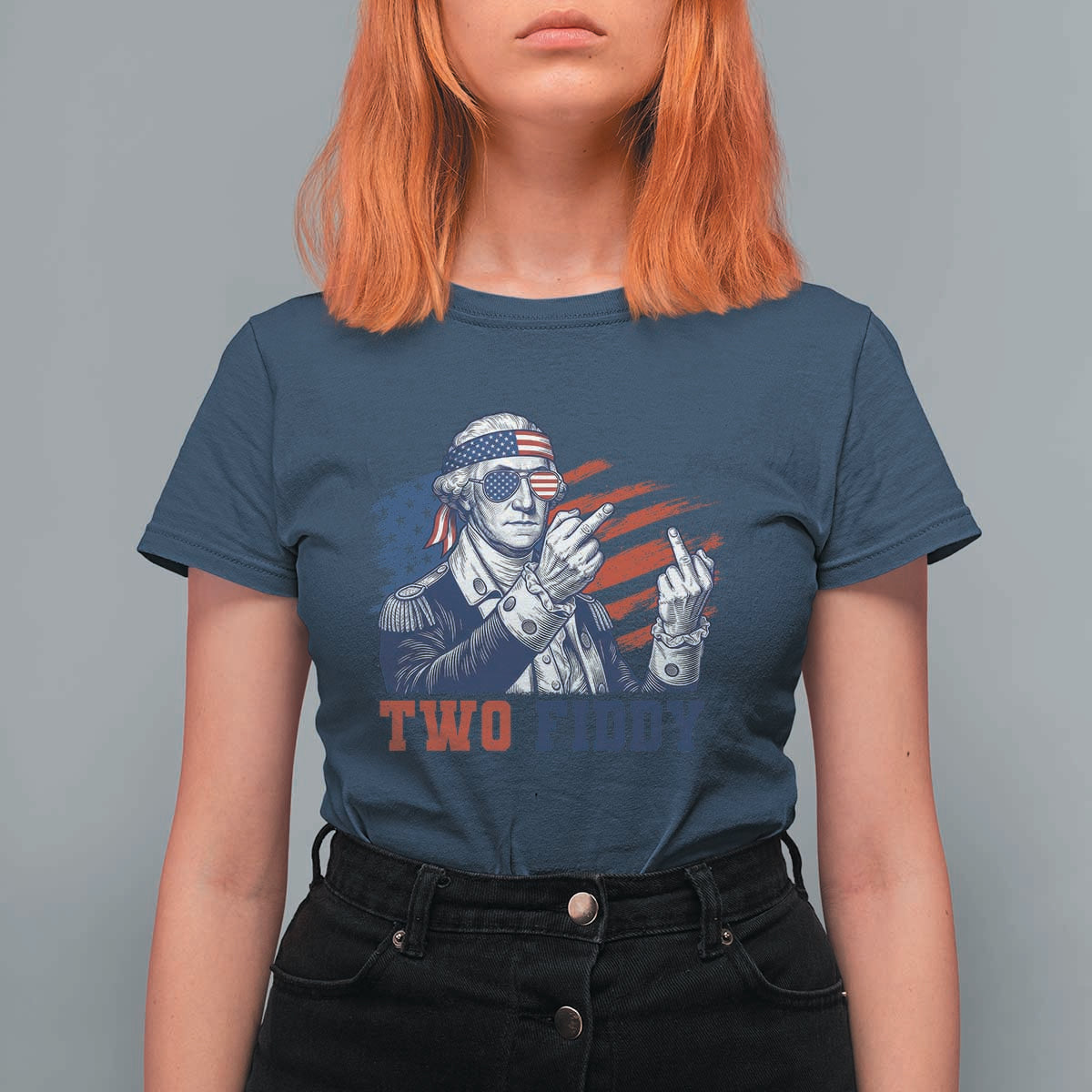 Two Fiddy 250th Anniversary T Shirt For Women Funny George Washington 4th of July