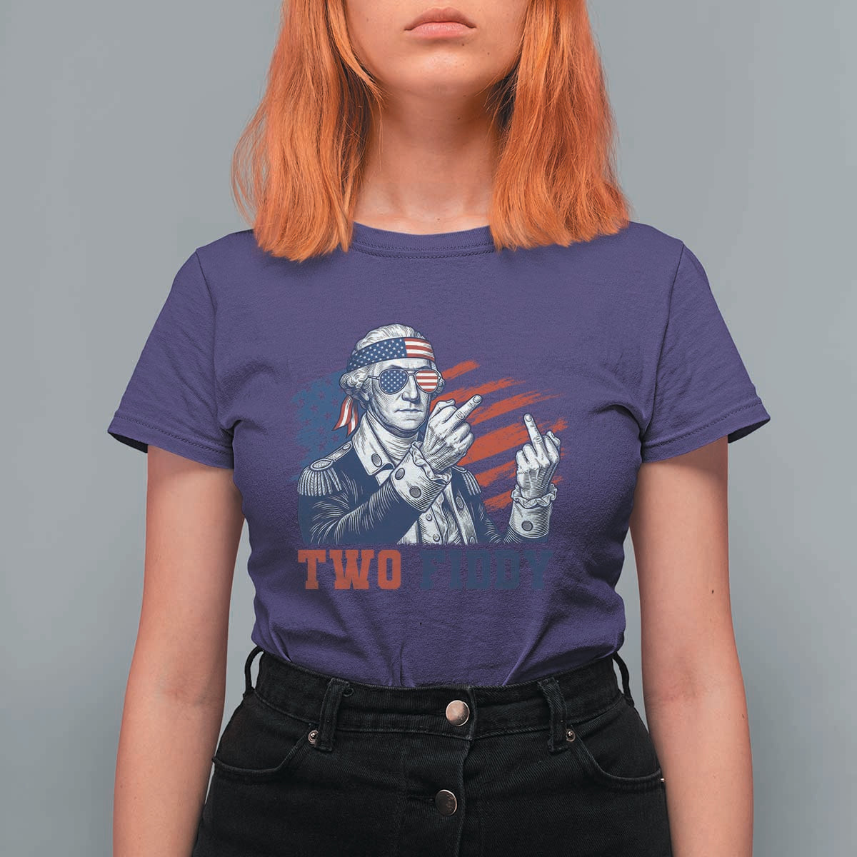 Two Fiddy 250th Anniversary T Shirt For Women Funny George Washington 4th of July
