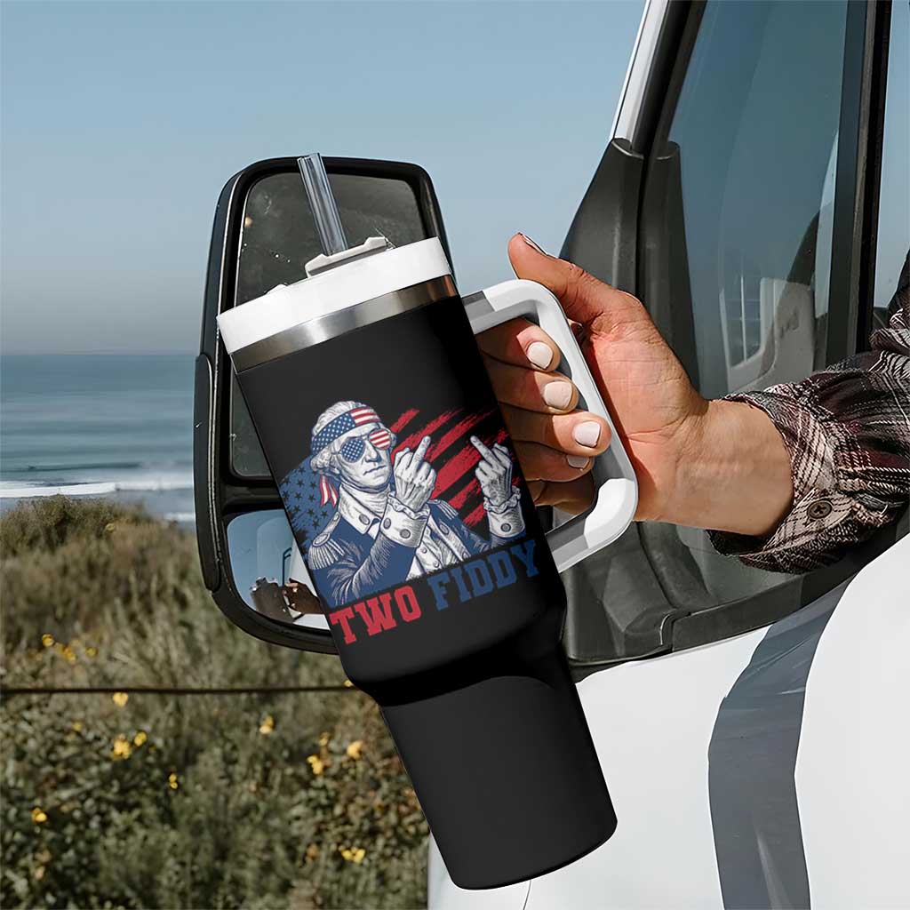 Two Fiddy 250th Anniversary Tumbler With Handle Funny George Washington 4th of July