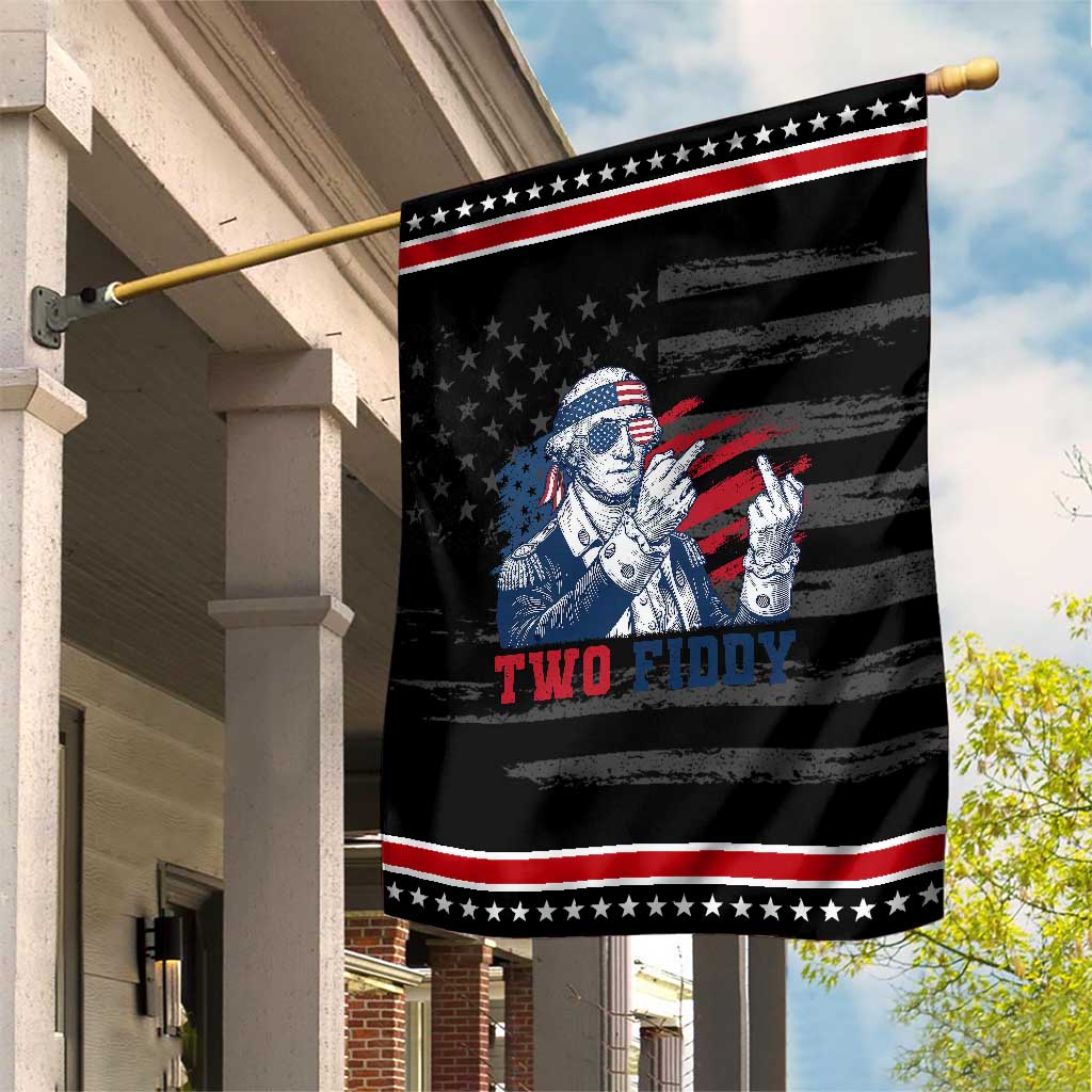 Two Fiddy 250th Anniversary Patriotic Garden Flag Funny George Washington 4th of July