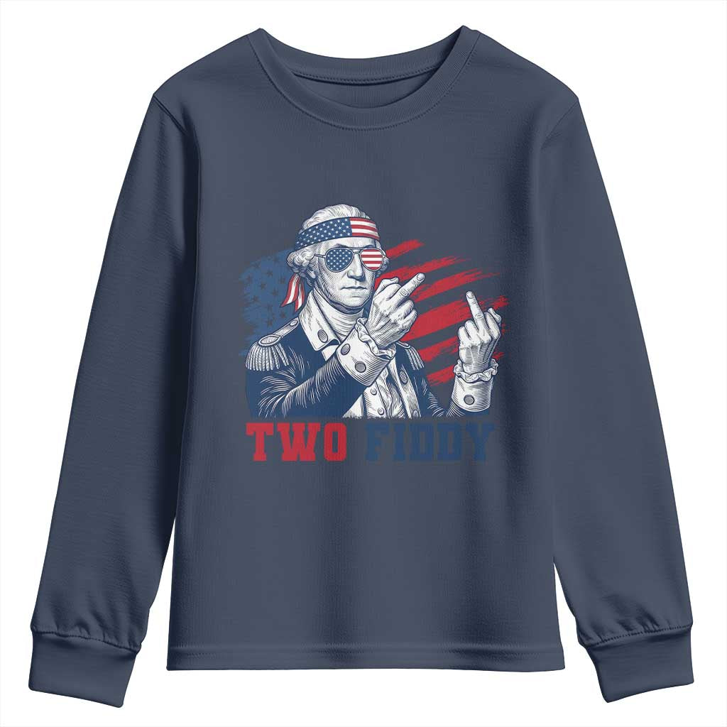 Two Fiddy 250th Anniversary Youth Sweatshirt Funny George Washington 4th of July