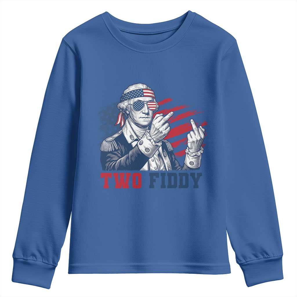 Two Fiddy 250th Anniversary Youth Sweatshirt Funny George Washington 4th of July