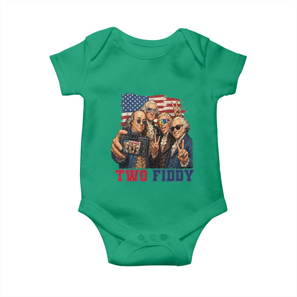 Two Fiddy 250th Anniversary Baby Onesie Funny Founding Father 4th of July
