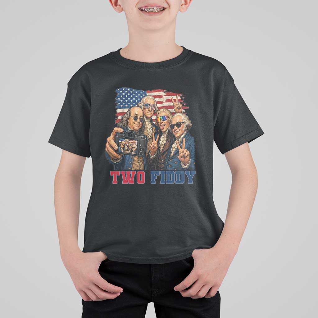 Two Fiddy 250th Anniversary T Shirt For Kid Funny Founding Father 4th of July