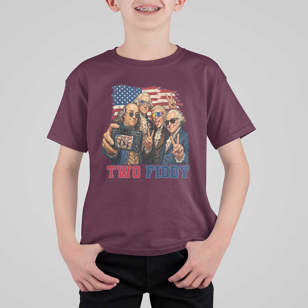 Two Fiddy 250th Anniversary T Shirt For Kid Funny Founding Father 4th of July