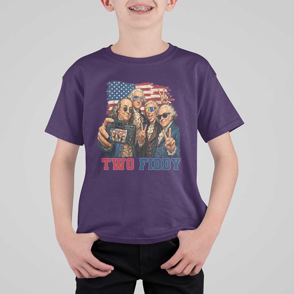 Two Fiddy 250th Anniversary T Shirt For Kid Funny Founding Father 4th of July