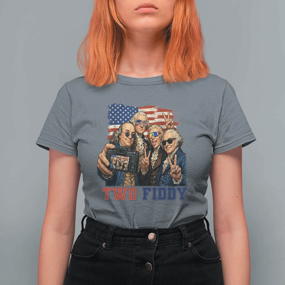 Two Fiddy 250th Anniversary T Shirt For Women Funny Founding Father 4th of July