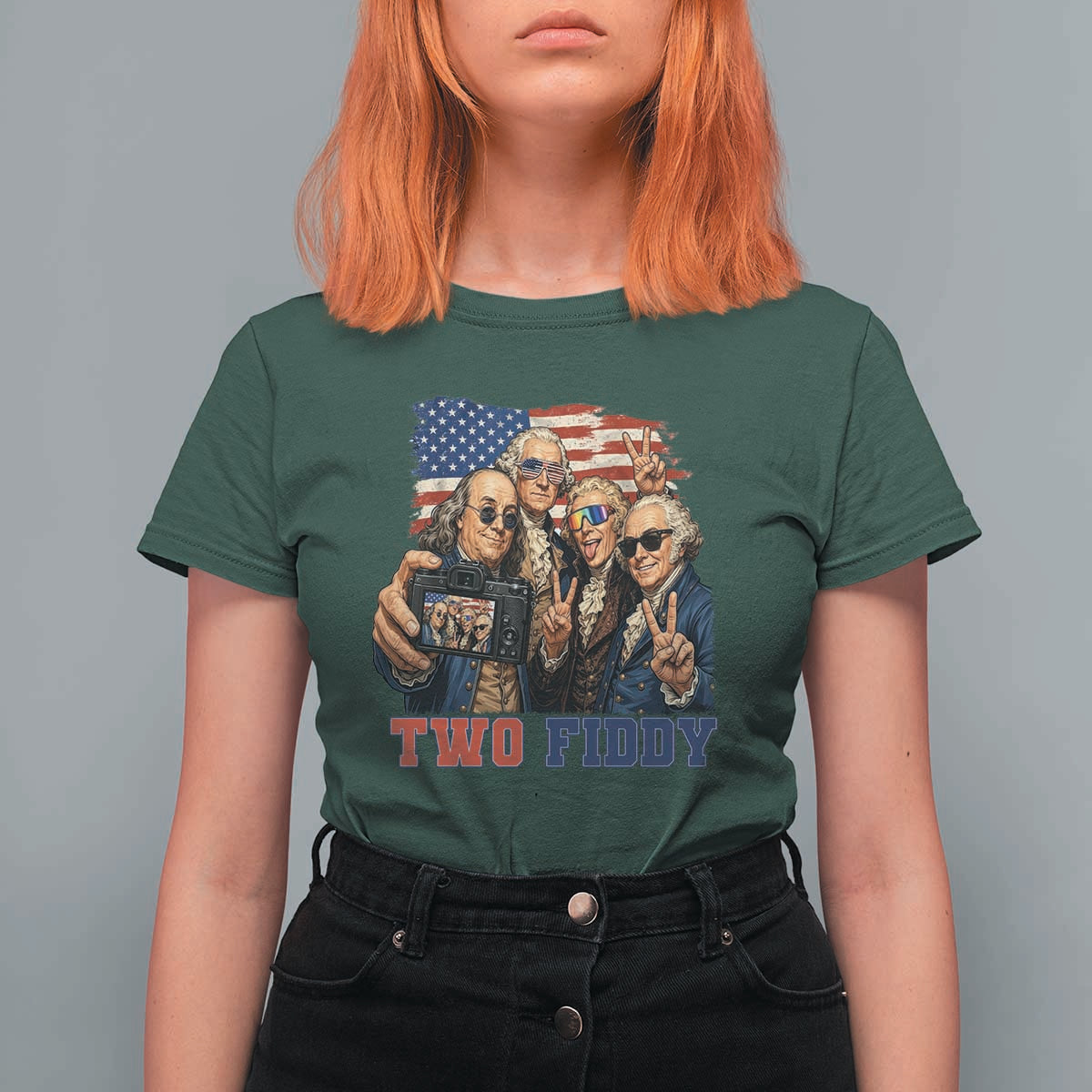 Two Fiddy 250th Anniversary T Shirt For Women Funny Founding Father 4th of July