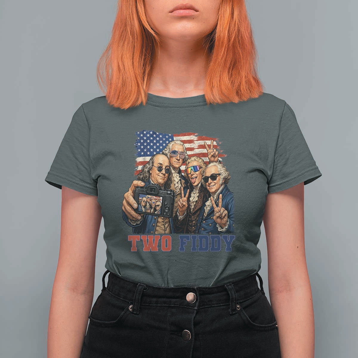 Two Fiddy 250th Anniversary T Shirt For Women Funny Founding Father 4th of July