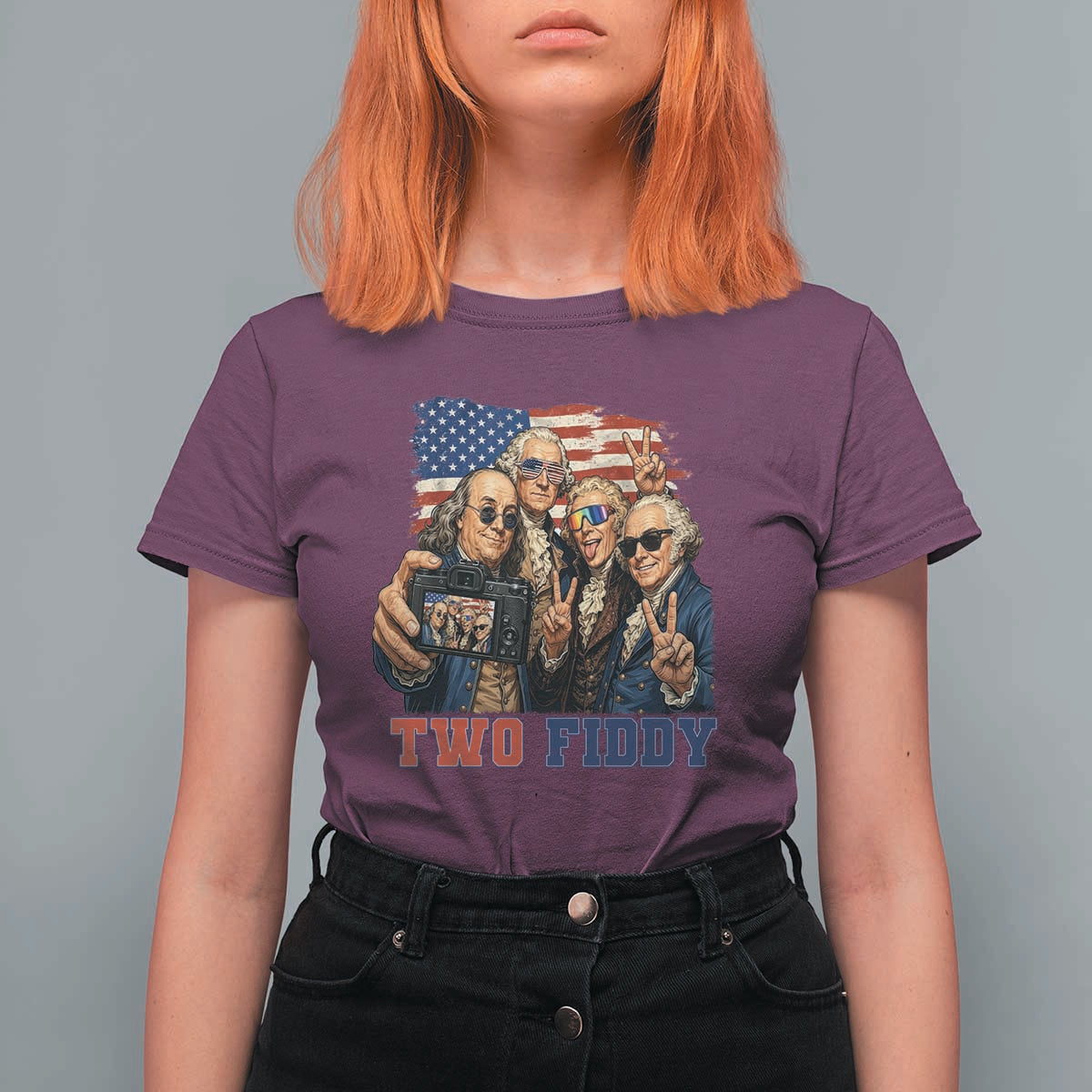 Two Fiddy 250th Anniversary T Shirt For Women Funny Founding Father 4th of July