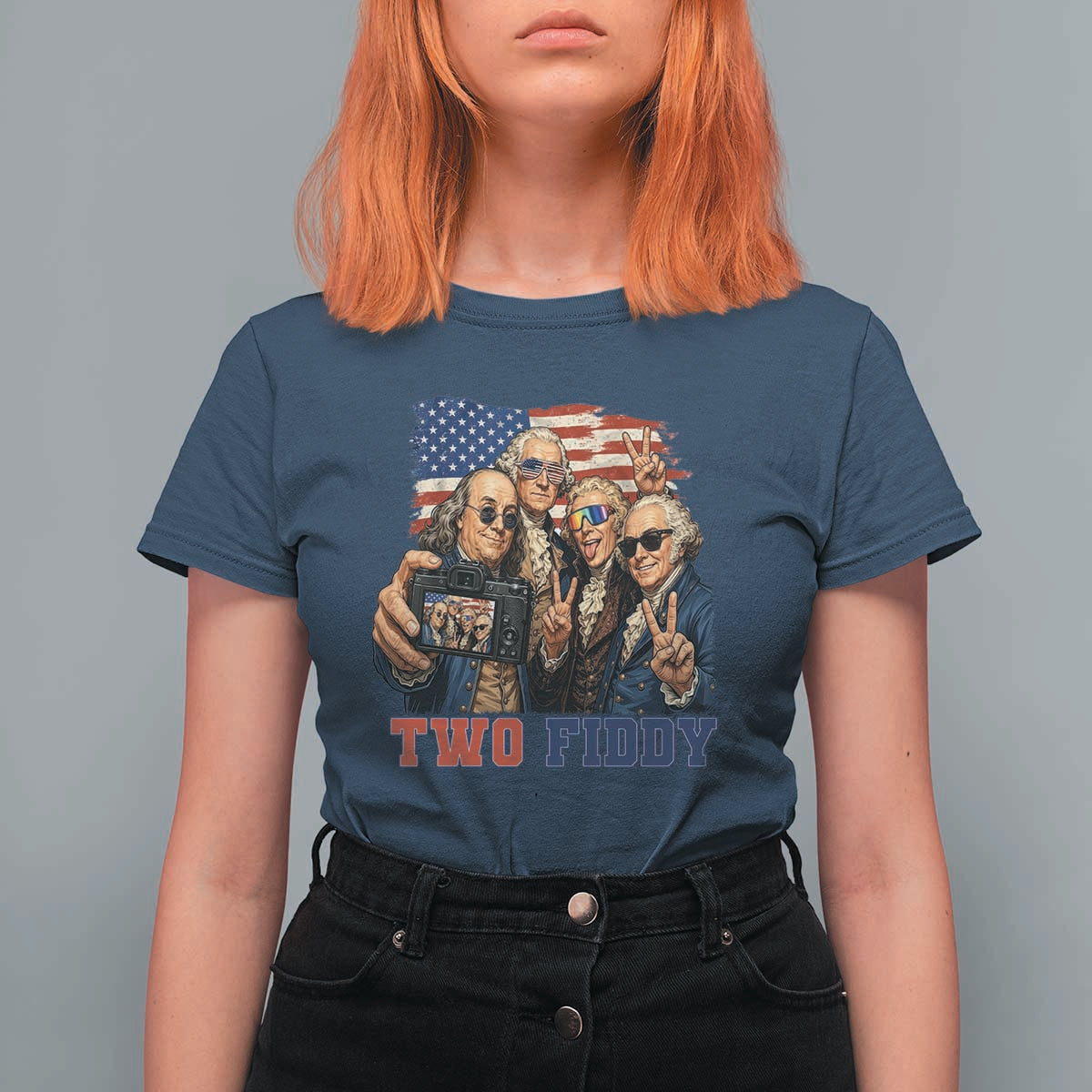 Two Fiddy 250th Anniversary T Shirt For Women Funny Founding Father 4th of July