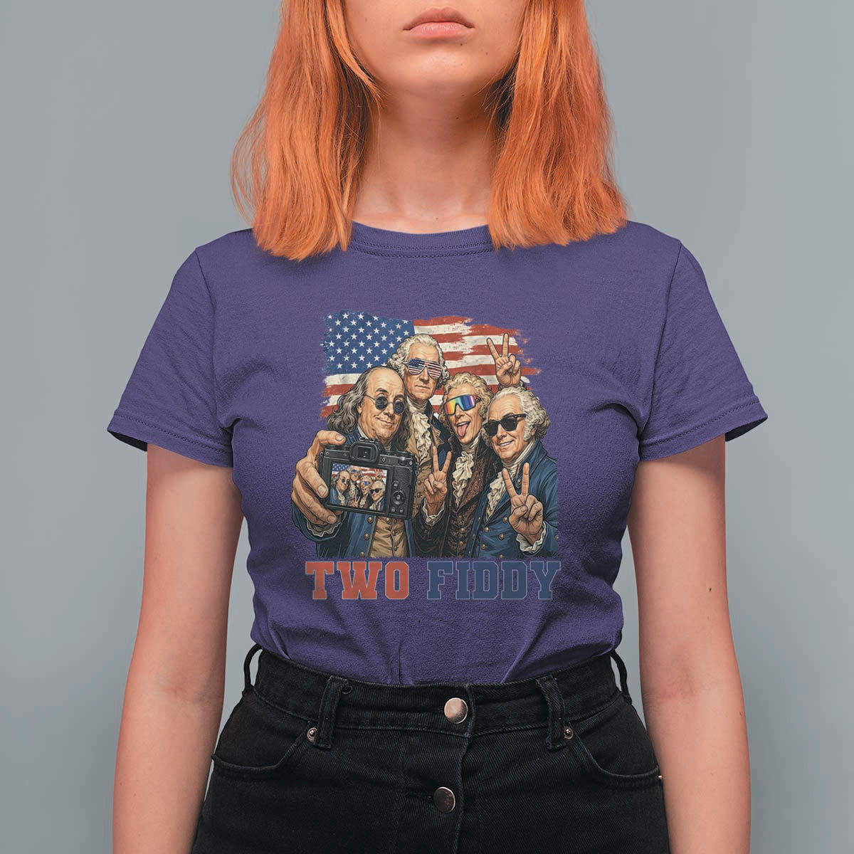 Two Fiddy 250th Anniversary T Shirt For Women Funny Founding Father 4th of July