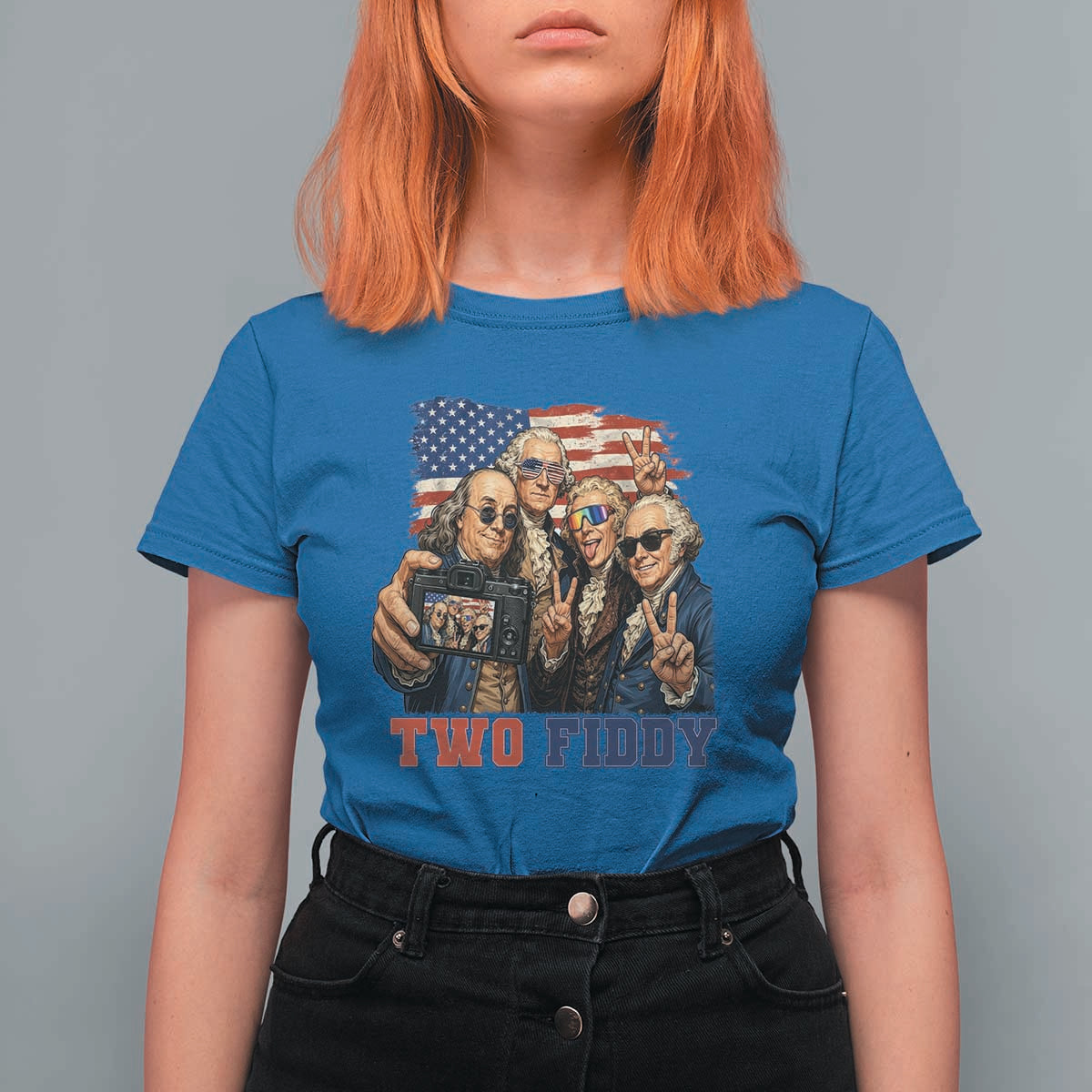 Two Fiddy 250th Anniversary T Shirt For Women Funny Founding Father 4th of July