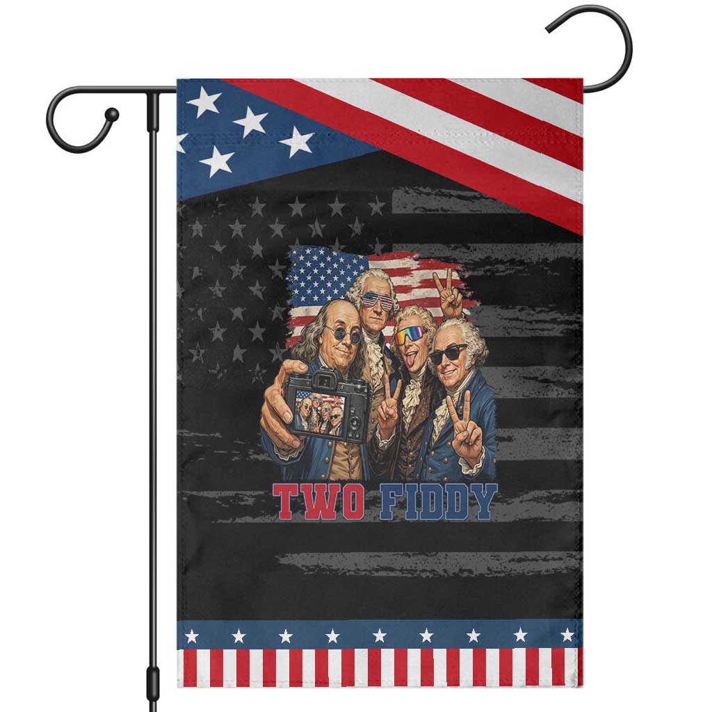 Two Fiddy 250th Anniversary Patriotic Garden Flag Funny Founding Father 4th of July