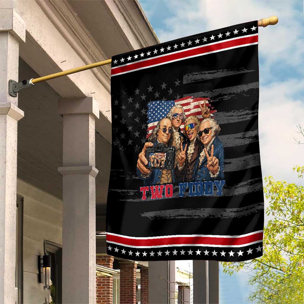 Two Fiddy 250th Anniversary Patriotic Garden Flag Funny Founding Father 4th of July