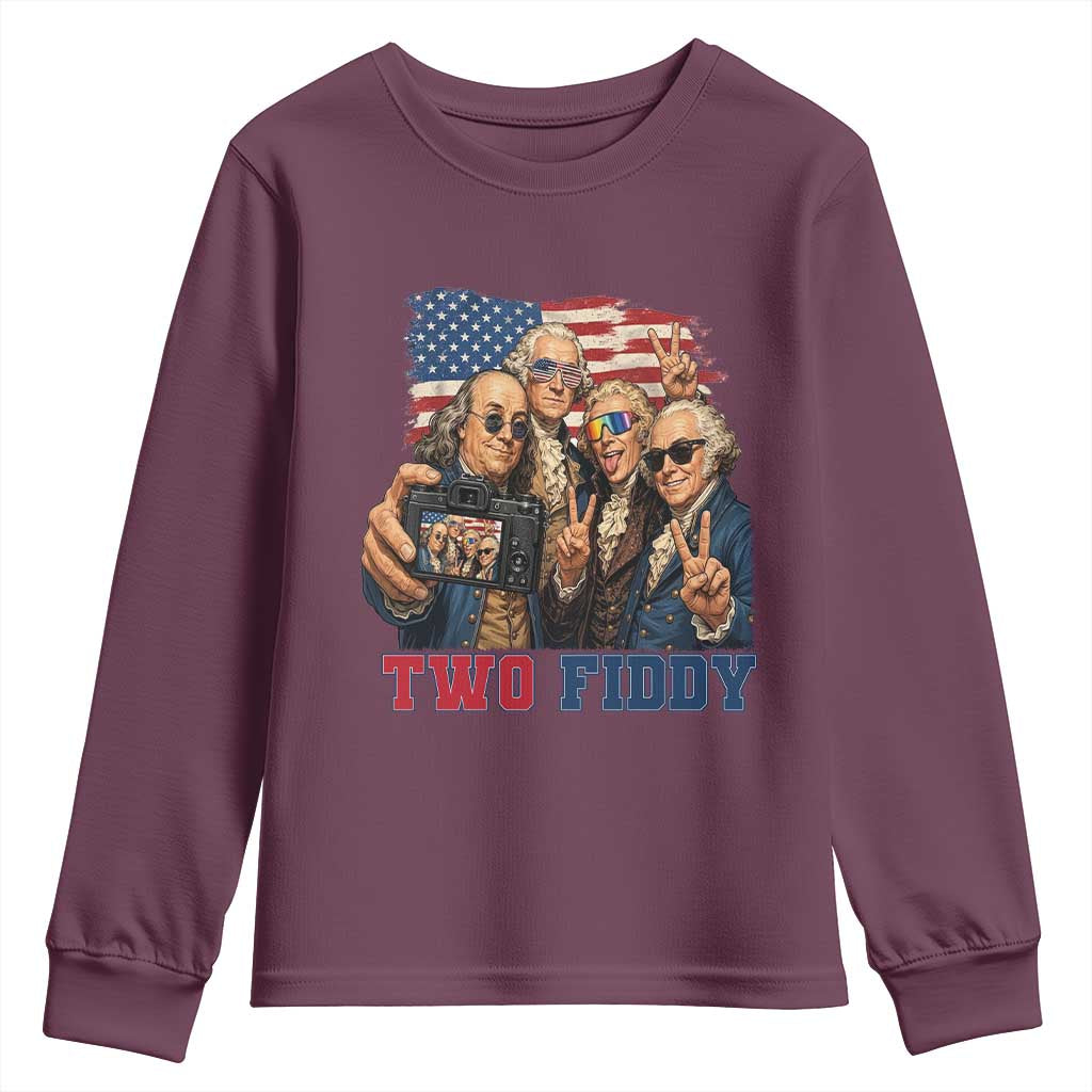 Two Fiddy 250th Anniversary Youth Sweatshirt Funny Founding Father 4th of July