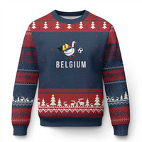 Belgium Football Ugly Christmas Sweater Silly Goose Soccer Fan Support