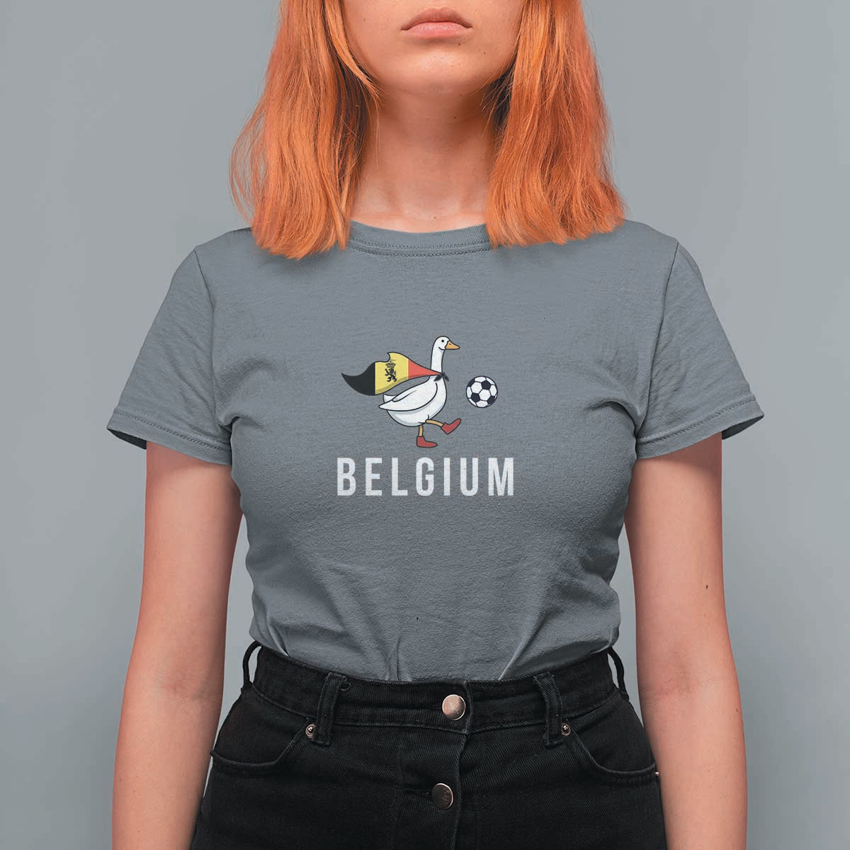 Belgium Football T Shirt For Women Silly Goose Soccer Fan Support