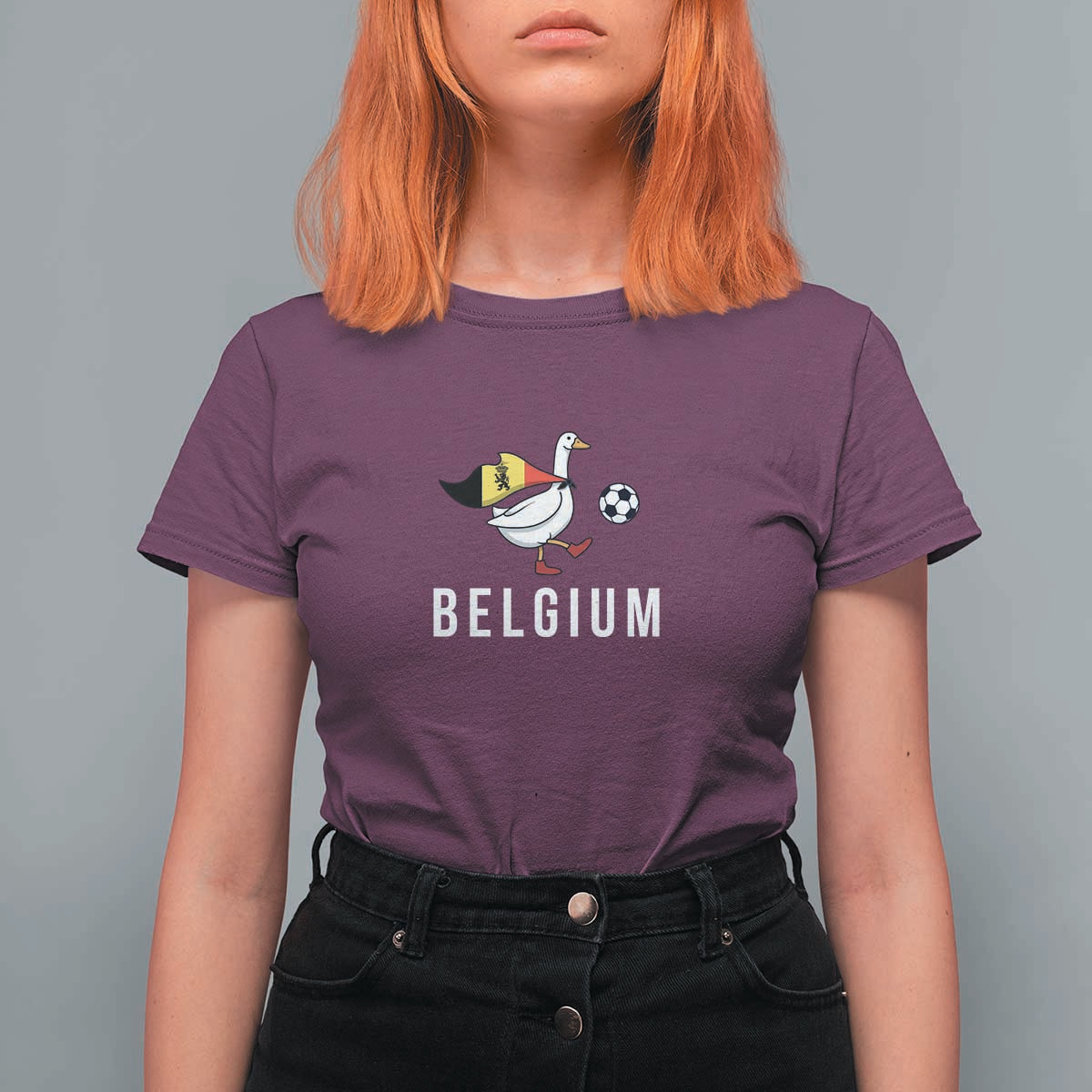 Belgium Football T Shirt For Women Silly Goose Soccer Fan Support