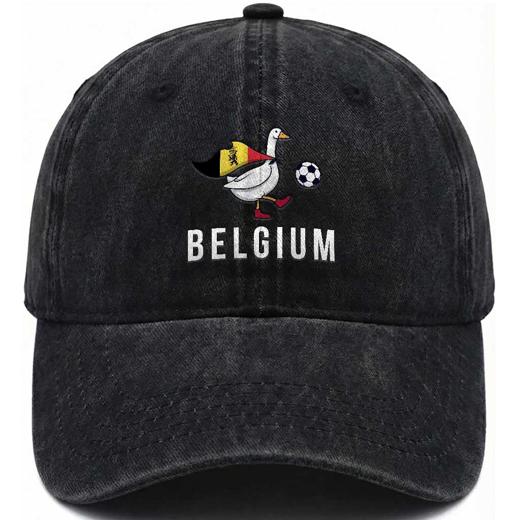 Belgium Football Washed Cotton Baseball Cap Silly Goose Soccer Fan Support