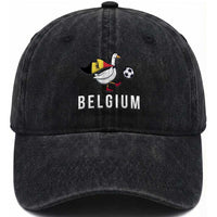 Belgium Football Washed Cotton Baseball Cap Silly Goose Soccer Fan Support