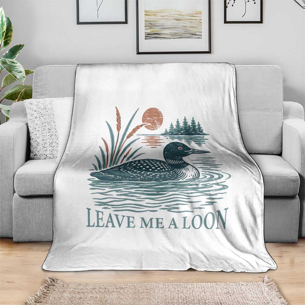 Leave Me A Loon Vintage Lake Bird Throw Blanket Funny Loon Pun Nature Bird Lovers