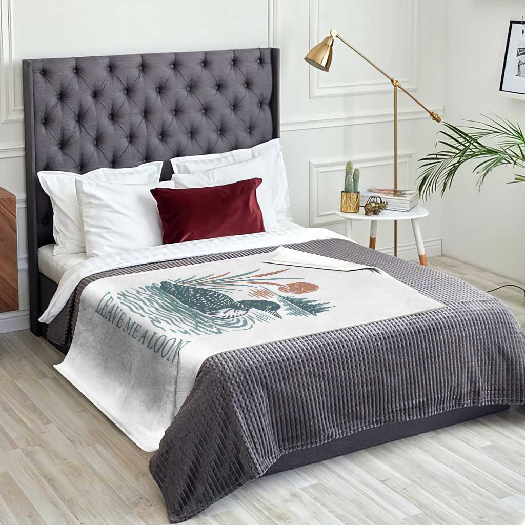 Leave Me A Loon Vintage Lake Bird Throw Blanket Funny Loon Pun Nature Bird Lovers