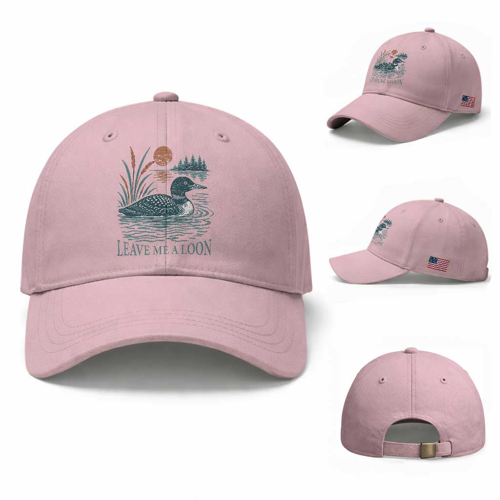 Leave Me A Loon Vintage Lake Bird Baseball Cap Funny Loon Pun Nature Bird Lovers