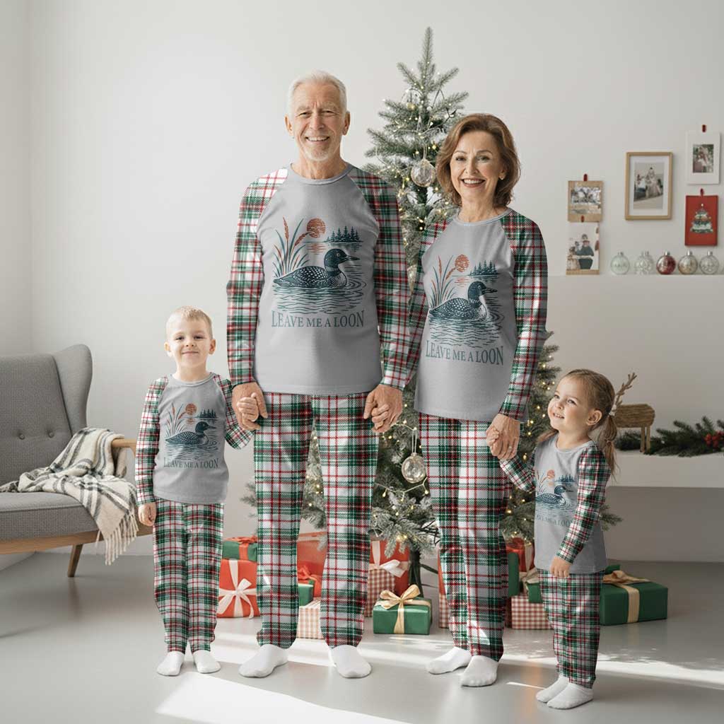 Leave Me A Loon Vintage Lake Bird Plaid Pajama Set Funny Loon Pun Nature Bird Lovers