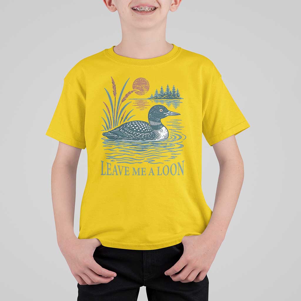 Leave Me A Loon Vintage Lake Bird T Shirt For Kid Funny Loon Pun Nature Bird Lovers