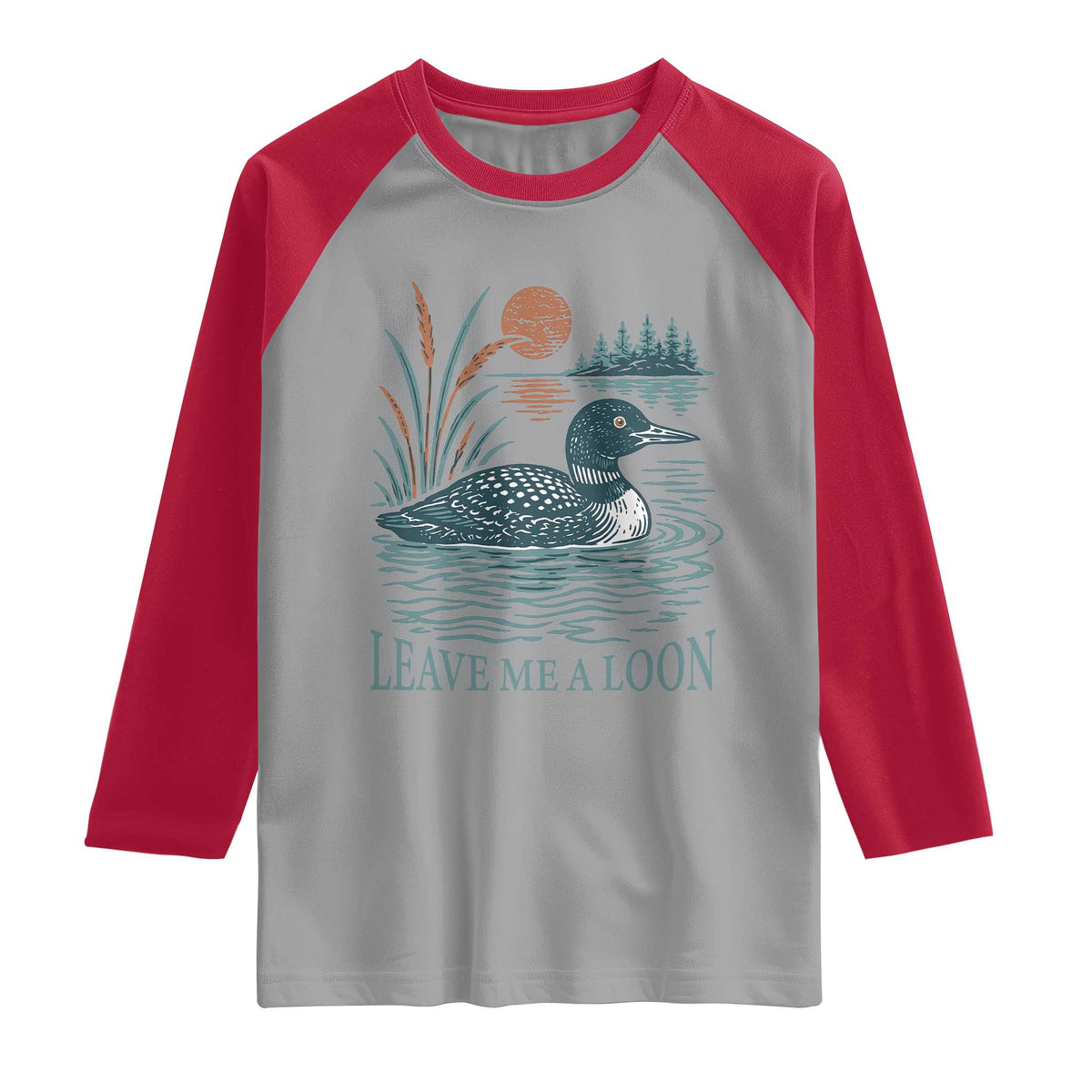 Leave Me A Loon Vintage Lake Bird Raglan Shirt Funny Loon Pun Nature Bird Lovers
