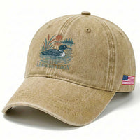 Leave Me A Loon Vintage Lake Bird Washed Cotton Baseball Cap Funny Loon Pun Nature Bird Lovers