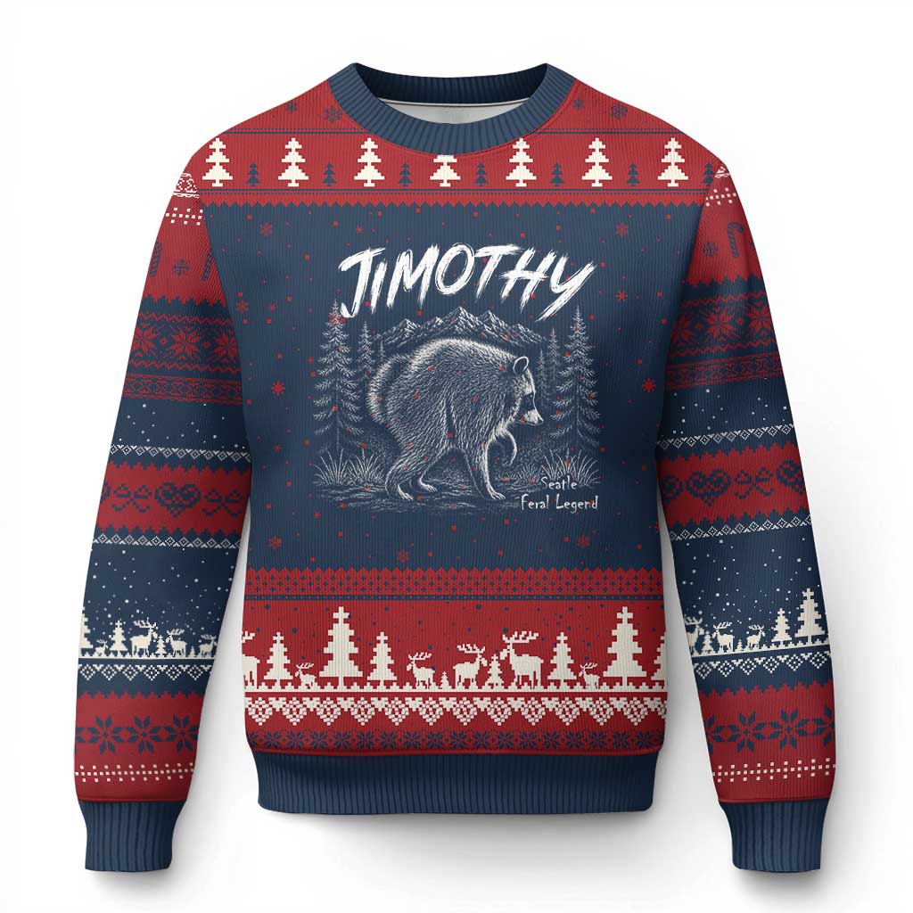 Jimothy Raccoon Seattle Feral Legend Meme Ugly Christmas Sweater Cute Trash Panda Viral Animal Lover Gift