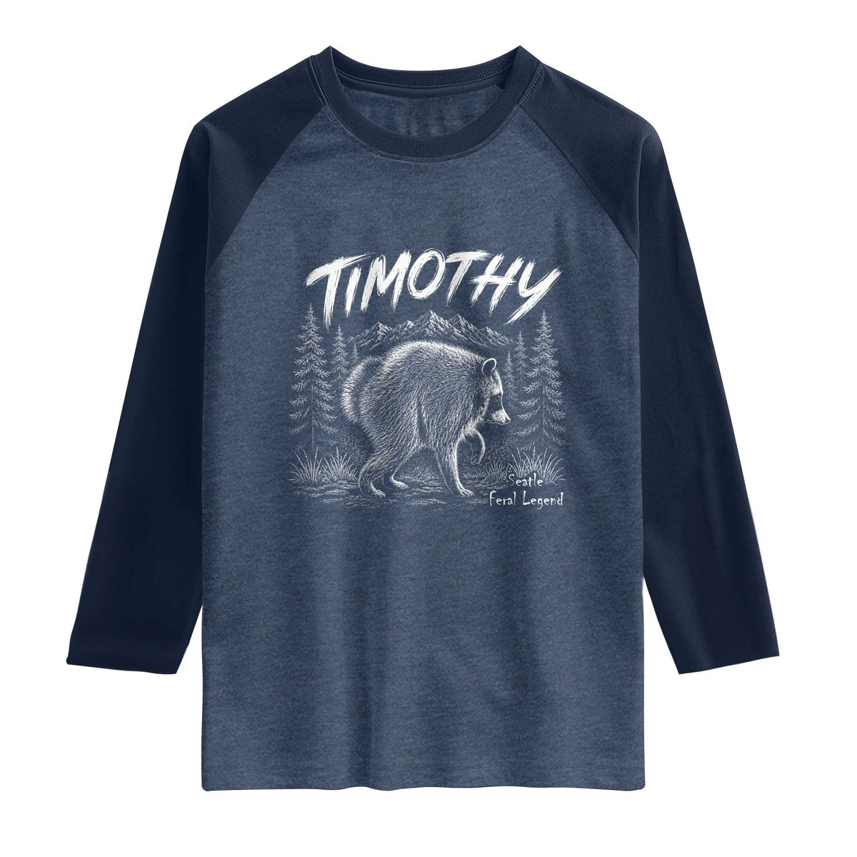 Jimothy Raccoon Seattle Feral Legend Meme Raglan Shirt Cute Trash Panda Viral Animal Lover Gift