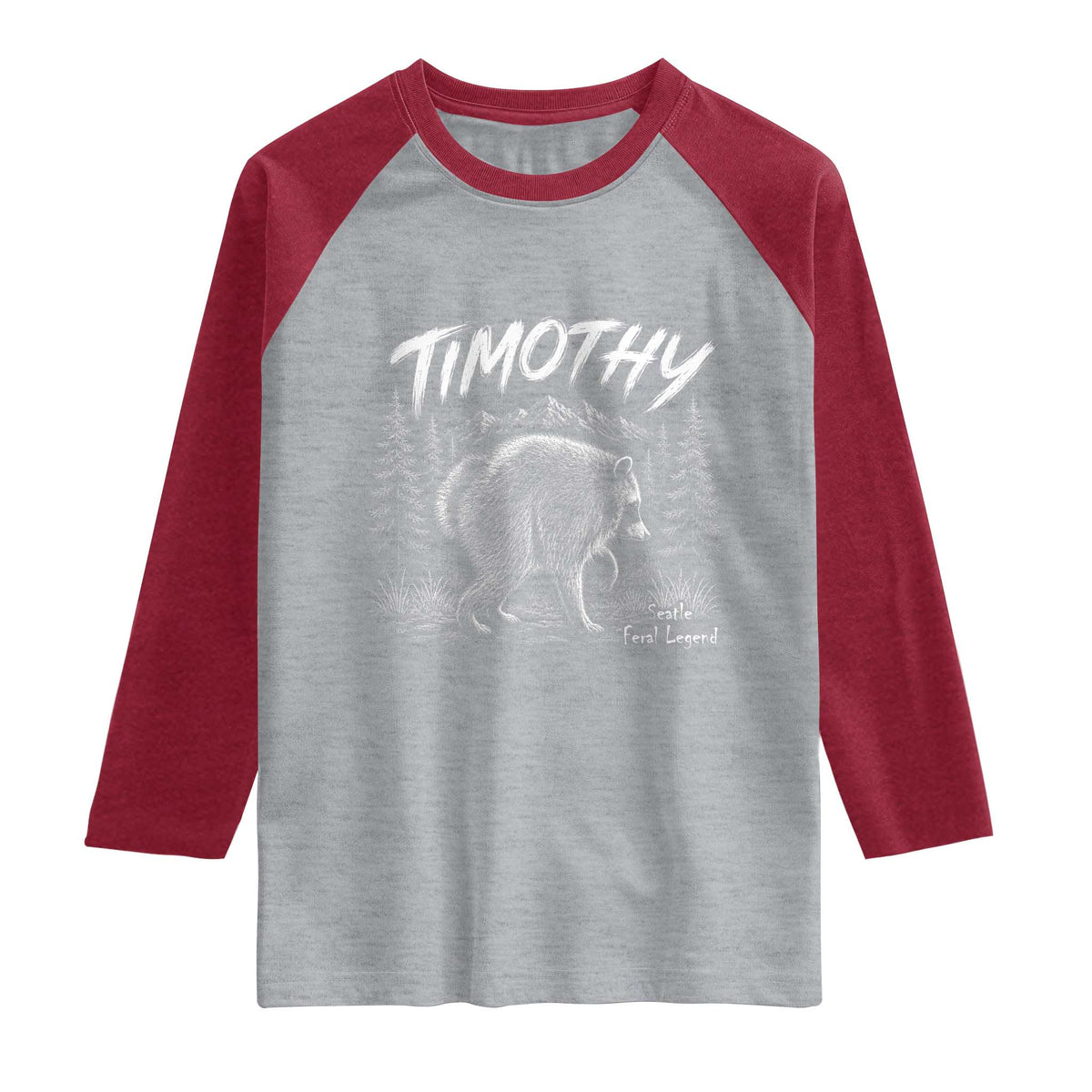 Jimothy Raccoon Seattle Feral Legend Meme Raglan Shirt Cute Trash Panda Viral Animal Lover Gift