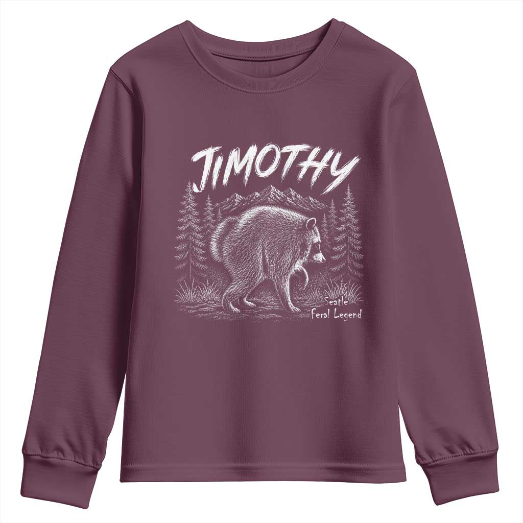 Jimothy Raccoon Seattle Feral Legend Meme Youth Sweatshirt Cute Trash Panda Viral Animal Lover Gift
