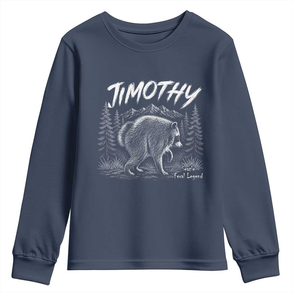 Jimothy Raccoon Seattle Feral Legend Meme Youth Sweatshirt Cute Trash Panda Viral Animal Lover Gift