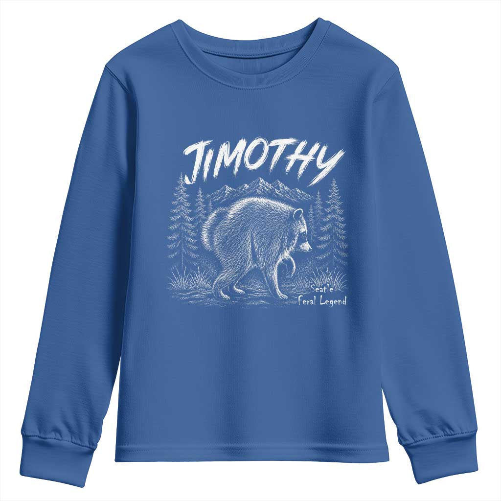Jimothy Raccoon Seattle Feral Legend Meme Youth Sweatshirt Cute Trash Panda Viral Animal Lover Gift