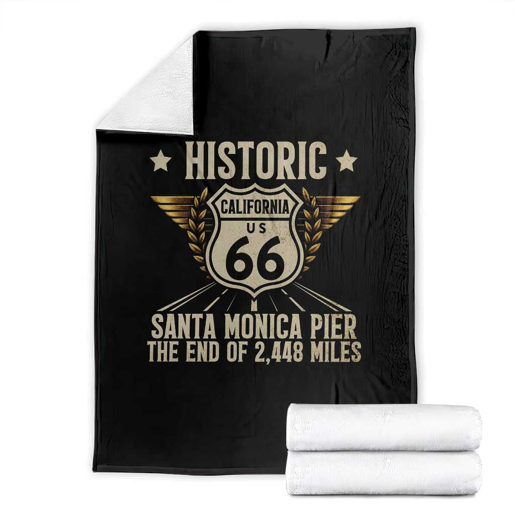 Route Highway 66 Historic California Santa Monica Pier Throw Blanket