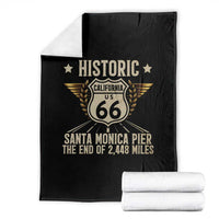 Route Highway 66 Historic California Santa Monica Pier Throw Blanket