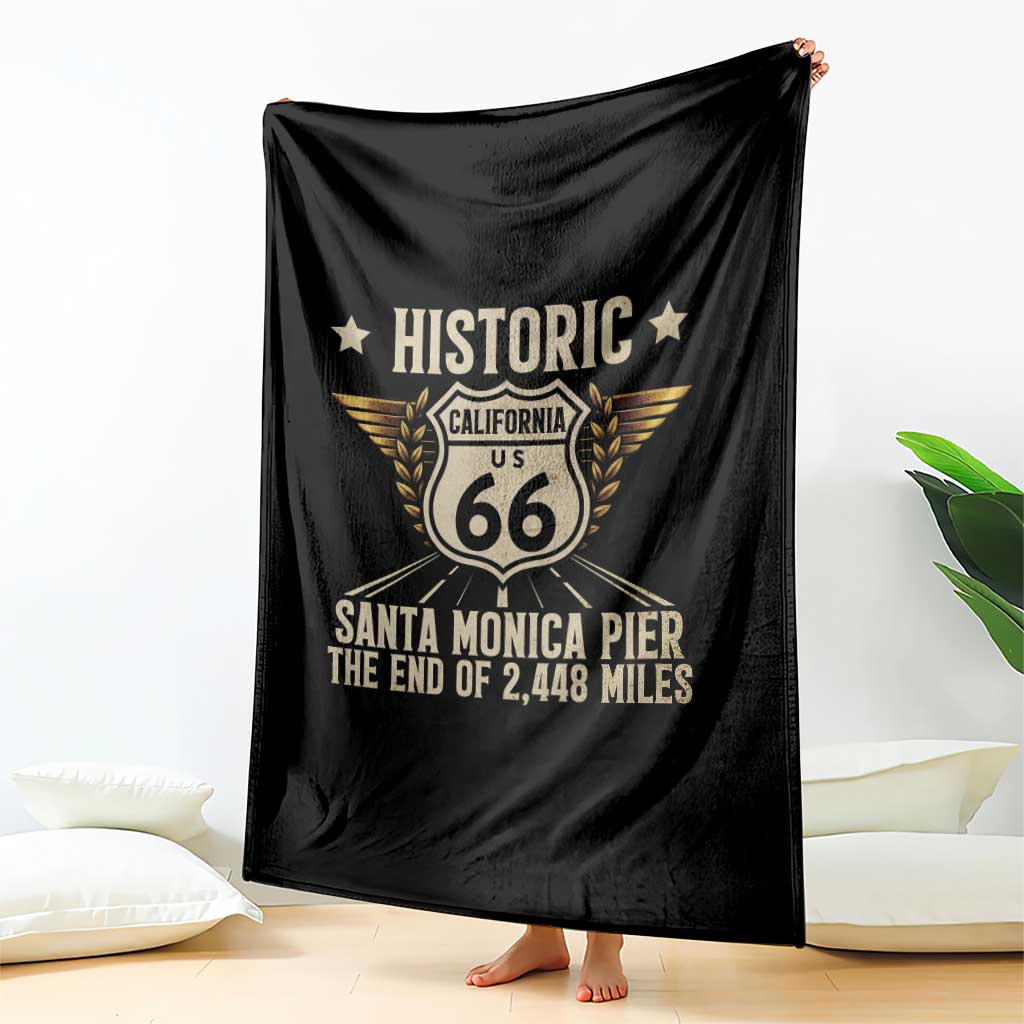 Route Highway 66 Historic California Santa Monica Pier Throw Blanket