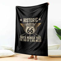 Route Highway 66 Historic California Santa Monica Pier Throw Blanket