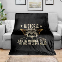 Route Highway 66 Historic California Santa Monica Pier Throw Blanket