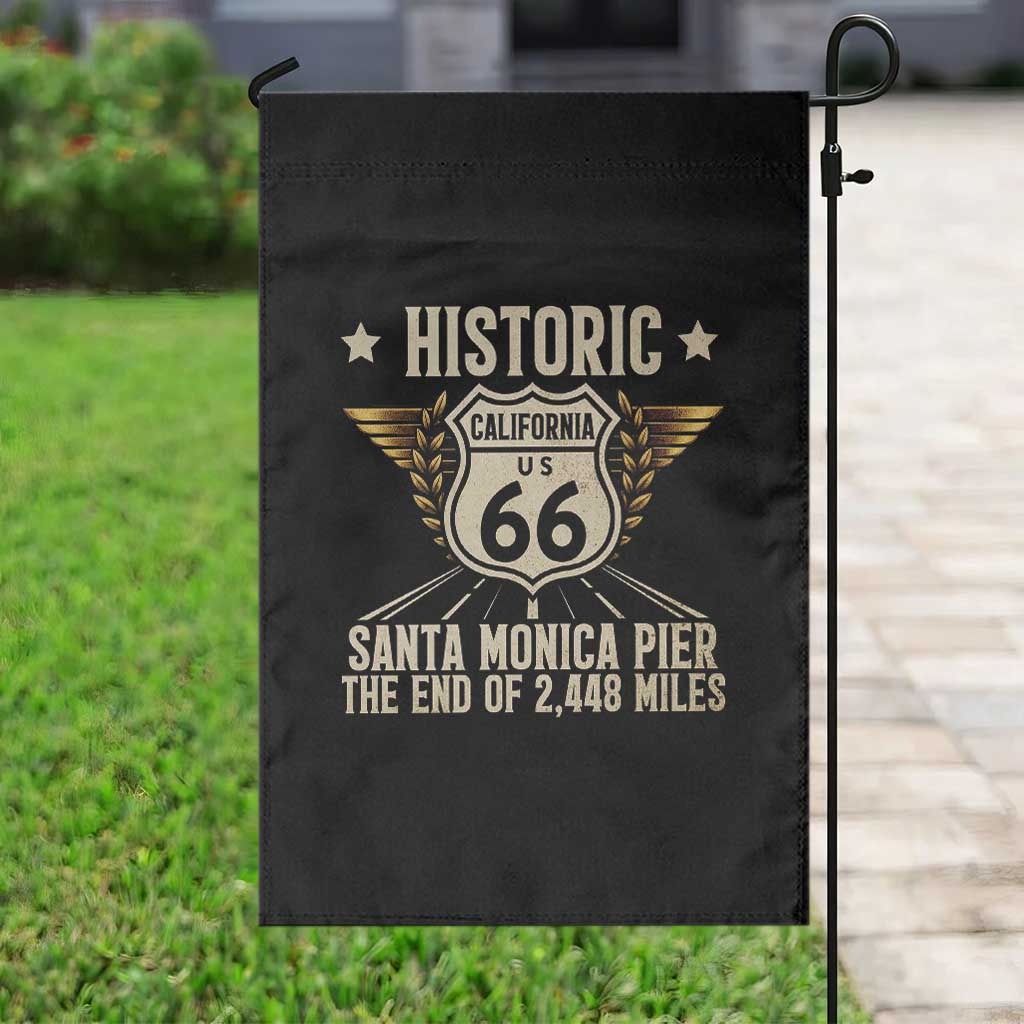 Route Highway 66 Historic California Santa Monica Pier Garden Flag