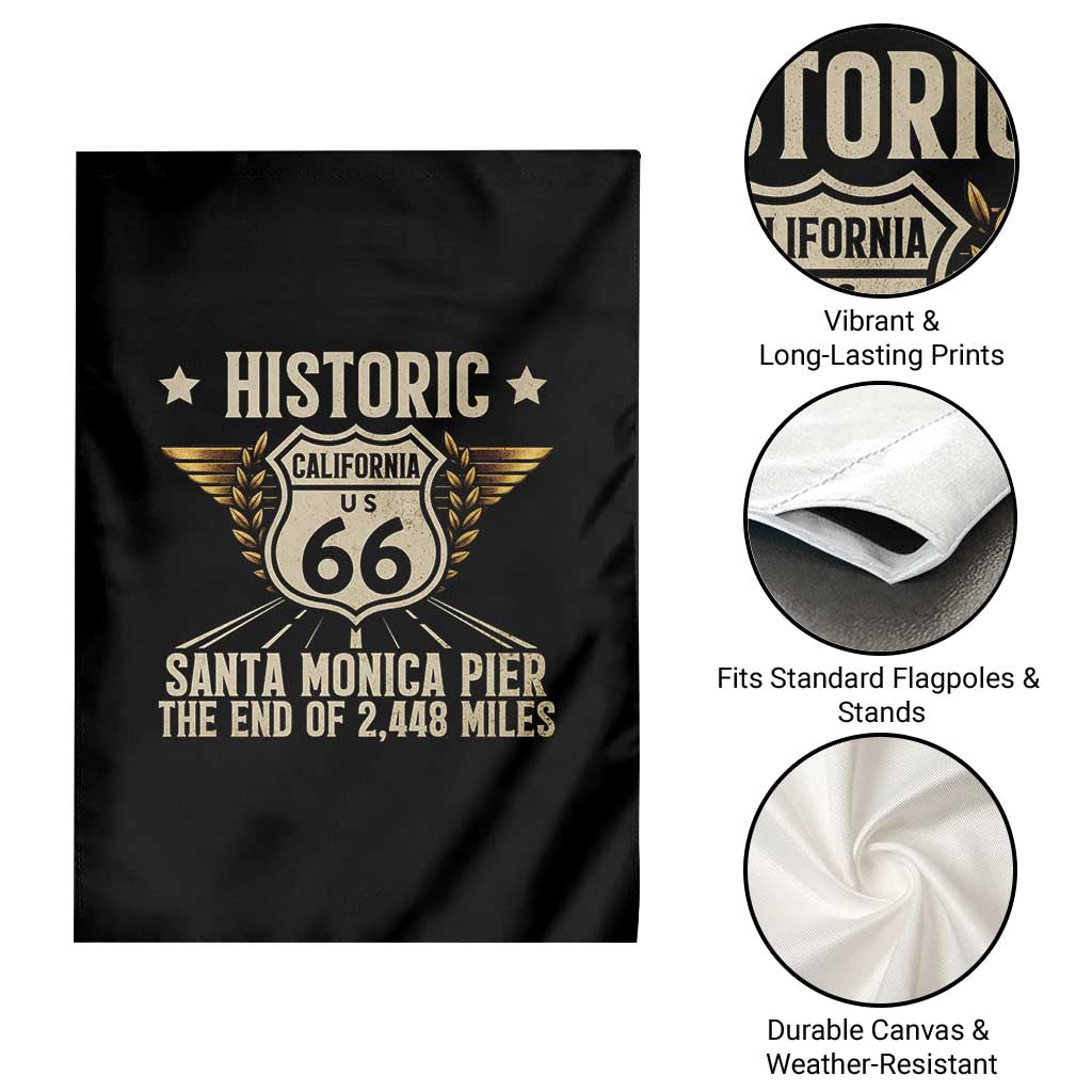 Route Highway 66 Historic California Santa Monica Pier Garden Flag