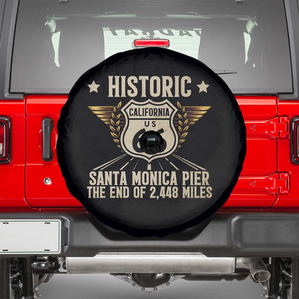 Route Highway 66 Historic California Santa Monica Pier Spare Tire Cover
