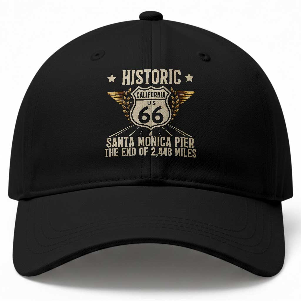 Route Highway 66 Historic California Santa Monica Pier Baseball Cap