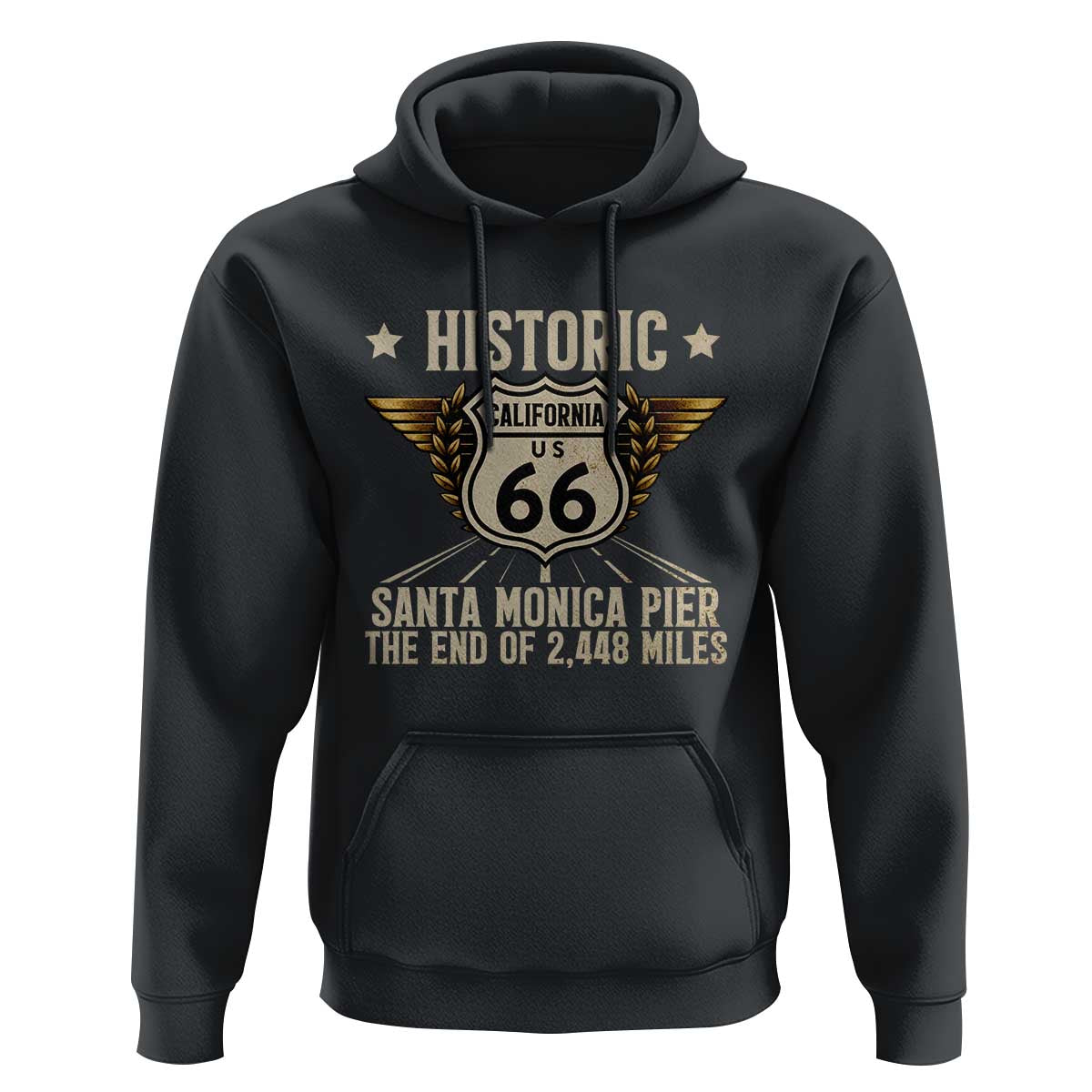 Route Highway 66 Historic California Santa Monica Pier Hoodie