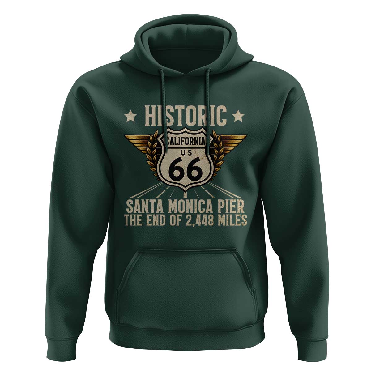 Route Highway 66 Historic California Santa Monica Pier Hoodie
