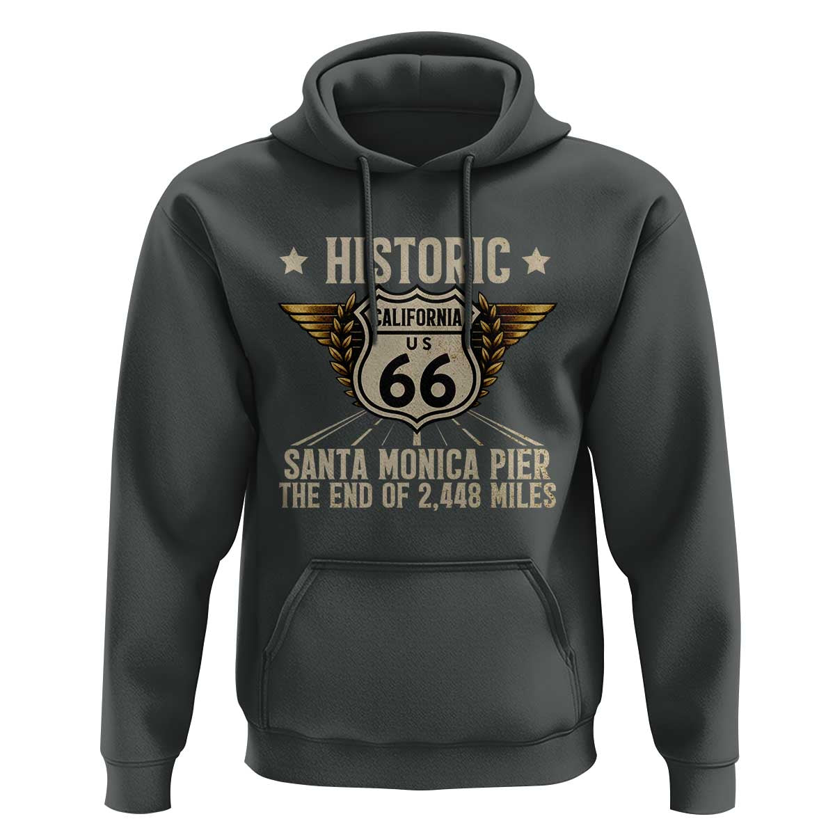 Route Highway 66 Historic California Santa Monica Pier Hoodie